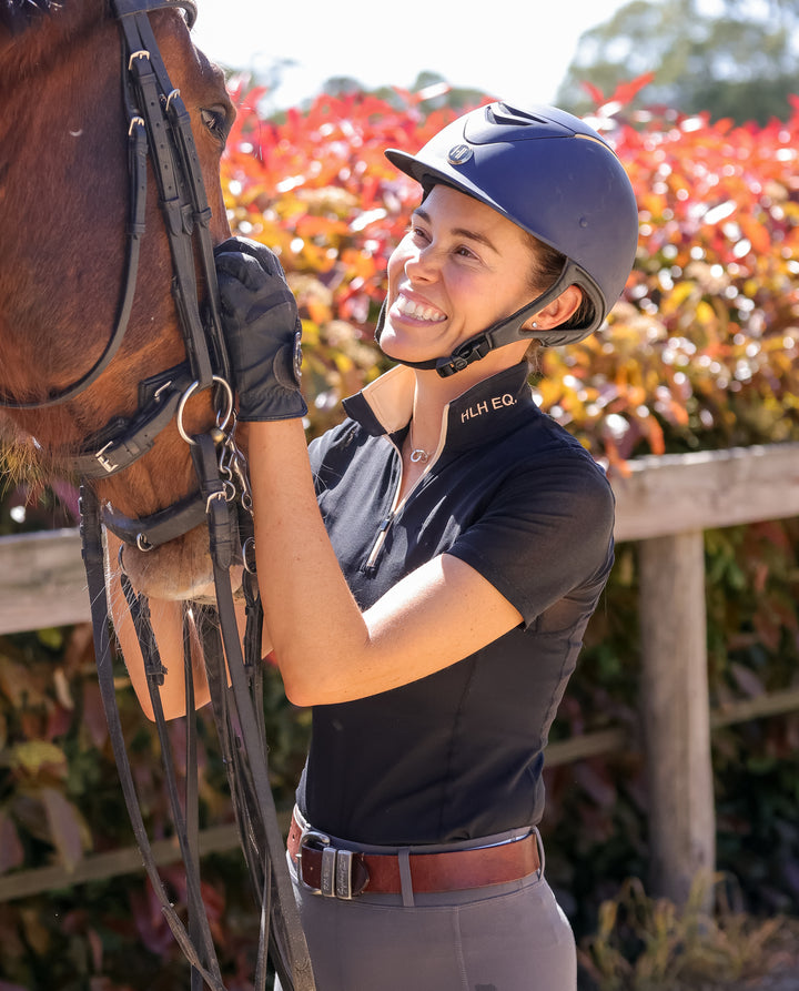 HLH Equestrian Apparel Mesh Short Sleeve Base Layer in Black