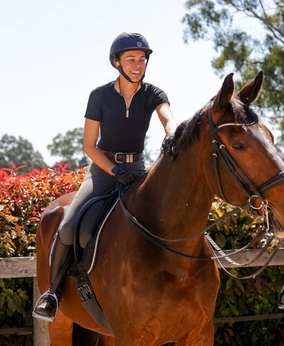 HLH Equestrian Apparel Mesh Short Sleeve Base Layer in Black