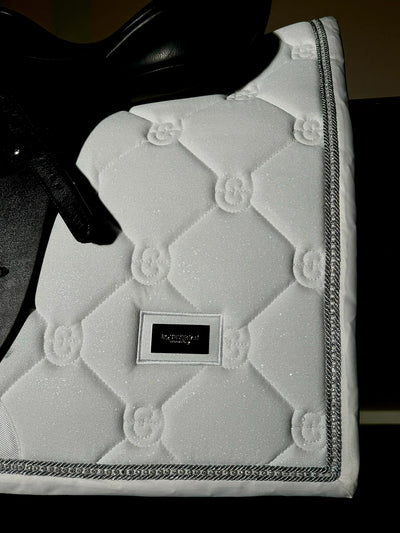 Equestrian Stockholm Dressage Crystal Timeless White Glimmer Saddle Pads
