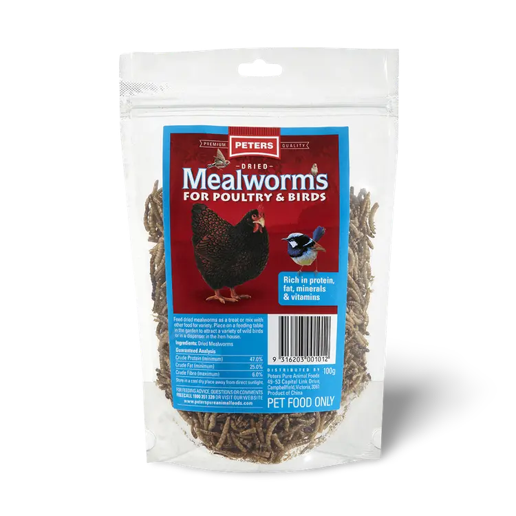 Peters Poultry And Bird Treat -Dried Mealworms 100gm