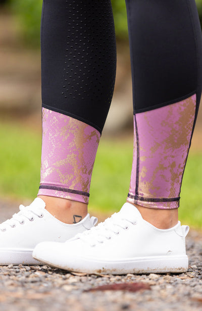 BARE Equestrian Performance Riding Tights - Black Lilac Rose Gold