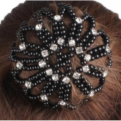 Hamag Pearl Bun Hair Net with Crystals
