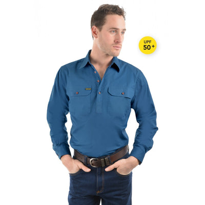 Hard Slog Men's Half Placket Light Cotton Shirt