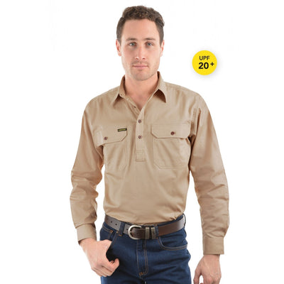 Hard Slog Men's Half Placket Light Cotton Shirt