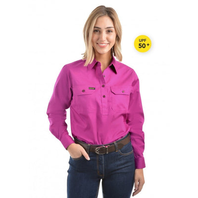 Hard Slog Women's Half Placket Light Cotton Shirt