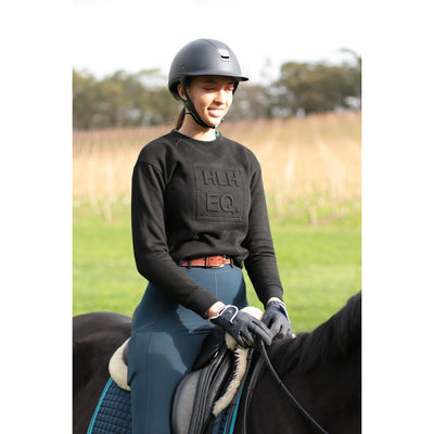 HLH Equestrian Apparel Emboss Crew Sweater in Black