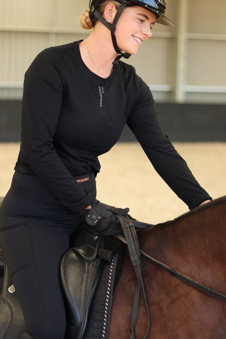 HLH Equestrian Apparel Organic Long Sleeve Top in Black